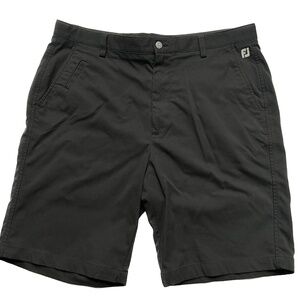 FootJoy FJ Shorts Mens 36 Black 8" Golf Casual Performance Stretch Preppy Logo
